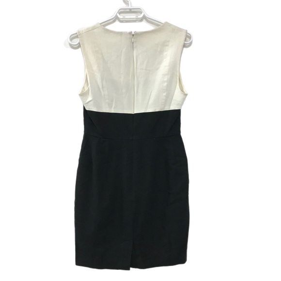 Banana Republic 4 Black Cream/ Ivory Sleeveless Stretch Sheath Dress - Picture 2 of 7